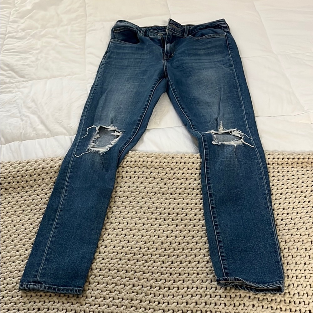 Levi's Blue High Rise Skinny Jeans with Distressed Details